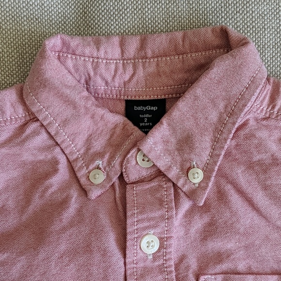 Baby Gap Red Button Down Long-Sleeve Shirt - Picture 2 of 4